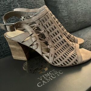 Vince Camuto Taupe Woven Heeled Sandals sized 7.